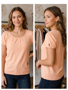 Kim Rogers Scoop Neck Tee in Peach